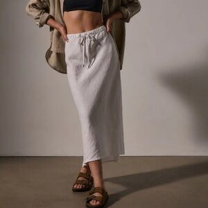 James Perse White Linen Skirt High Low